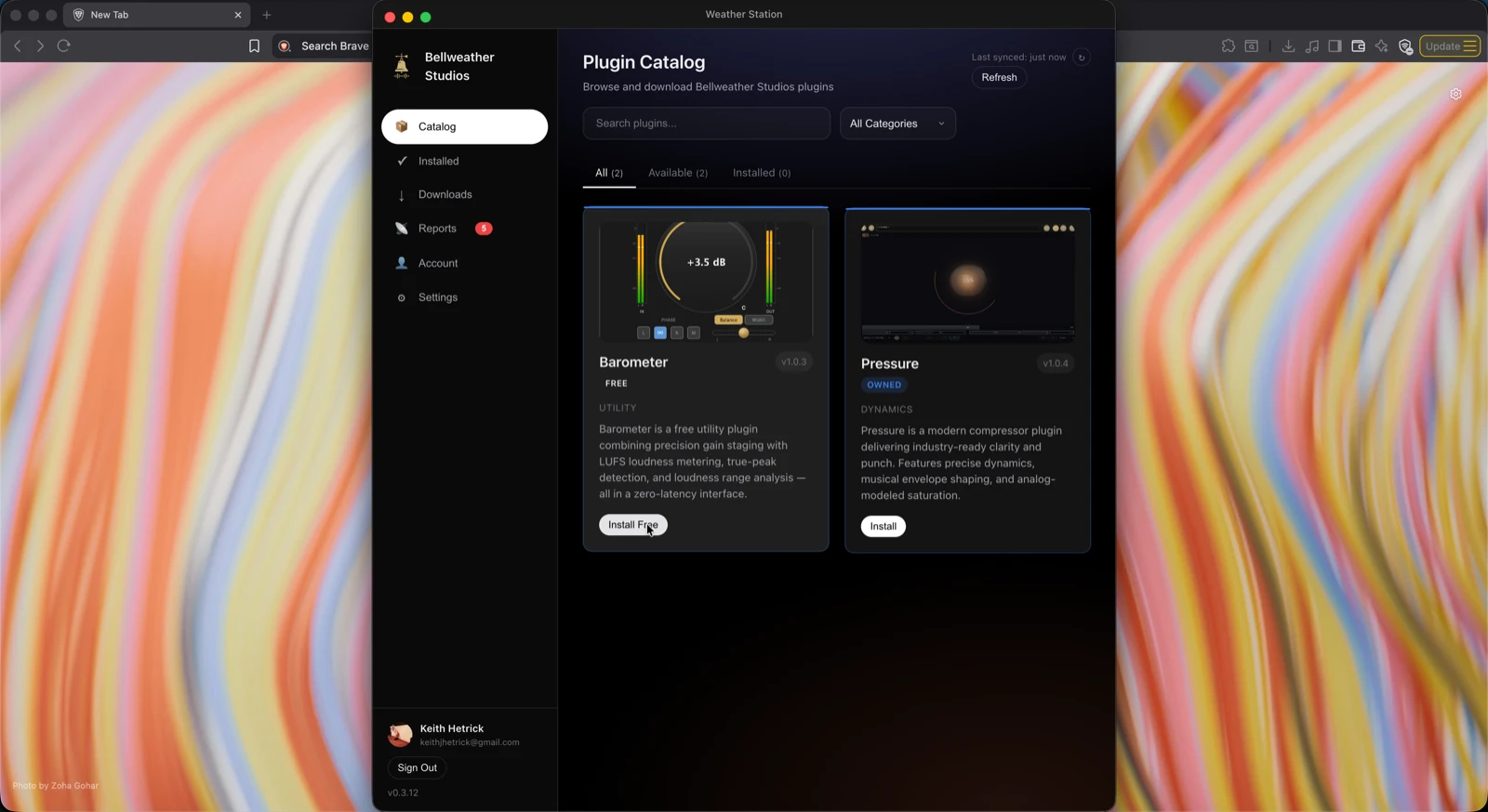 Weather Station Catalog tab with Install buttons